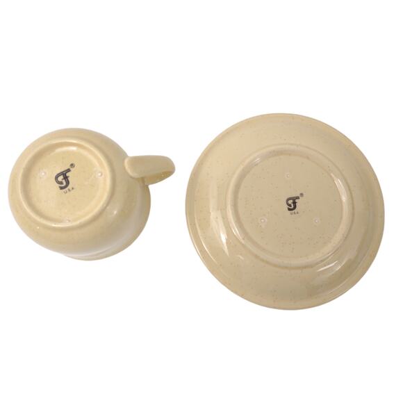 Vintage Set of 4 Franciscan Sea Sculptures Sand Primary Cups & Saucers c1971-81 - Picture 7 of 7